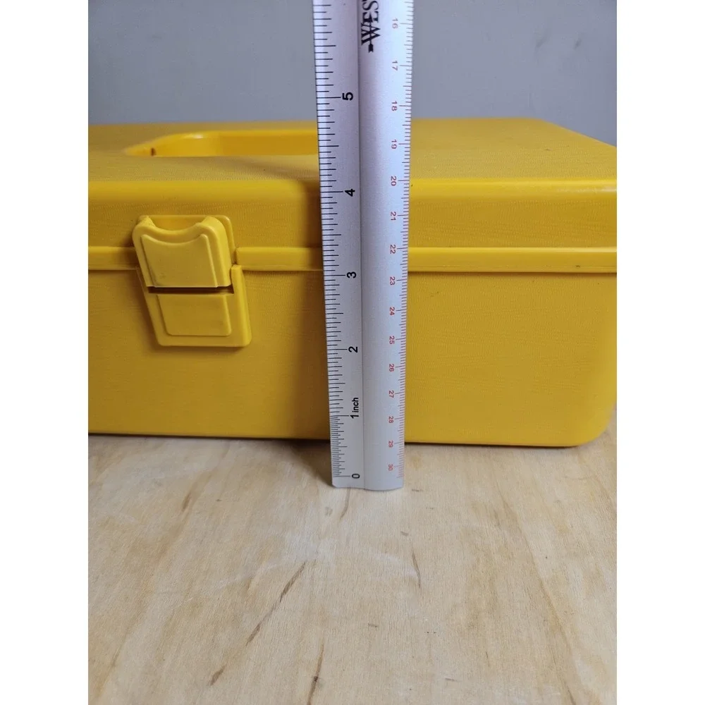 Vintage Wilhold Yellow Plastic Thread Spool Sewing Storage Box Case USA 13x8x4